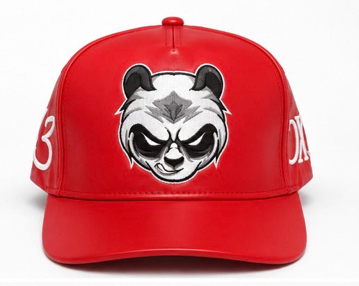 Bloodshot Red Leather Snapback