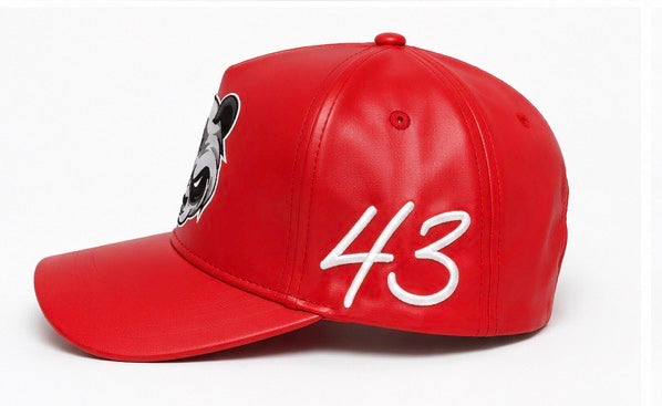 Bloodshot Red Leather Snapback