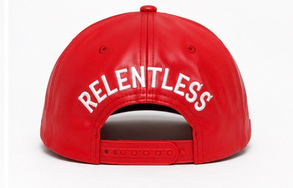 Bloodshot Red Leather Snapback