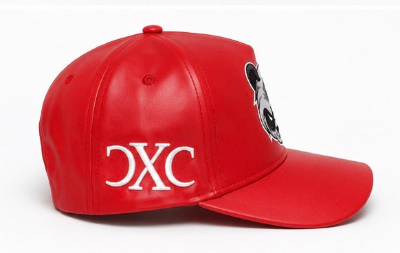 Bloodshot Red Leather Snapback
